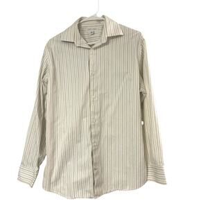 Banana Republic Men’s Button Up Shirt Medium Beige Stripe Long Sleeve Casual